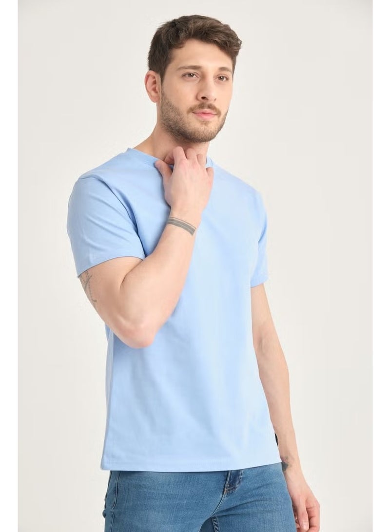 Four Man Men's Cotton Standard Cut Solid Color Basic T-Shirt with Non-Wrinkle Fabric Feature - Image 4